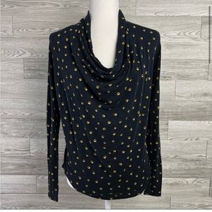 Michael Kors Women's Dark Blue Draped Neck Dip Hem Top Size XS $79.50